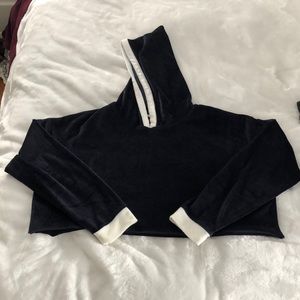 Cropped Velvet Hoodie